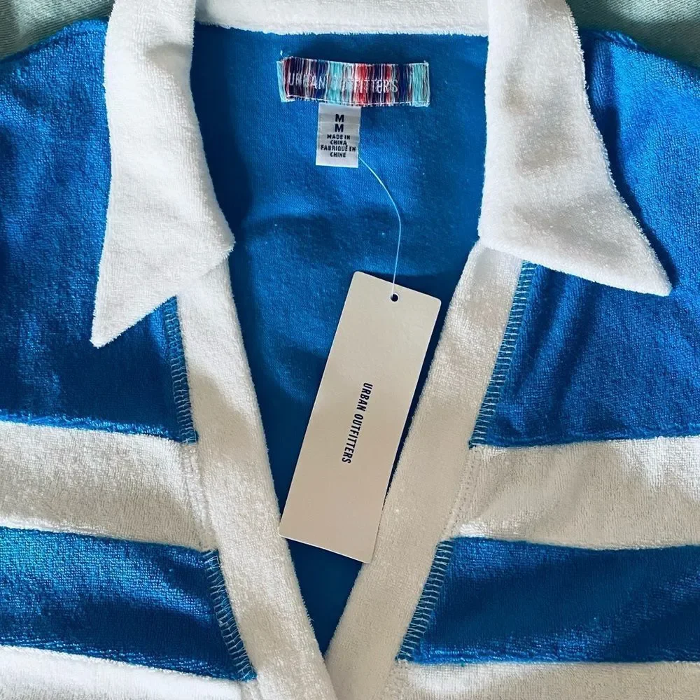 NWT Urban Outfitters Towel Terrycloth Tennis Dress in Blue & White - Picture 5 of 5